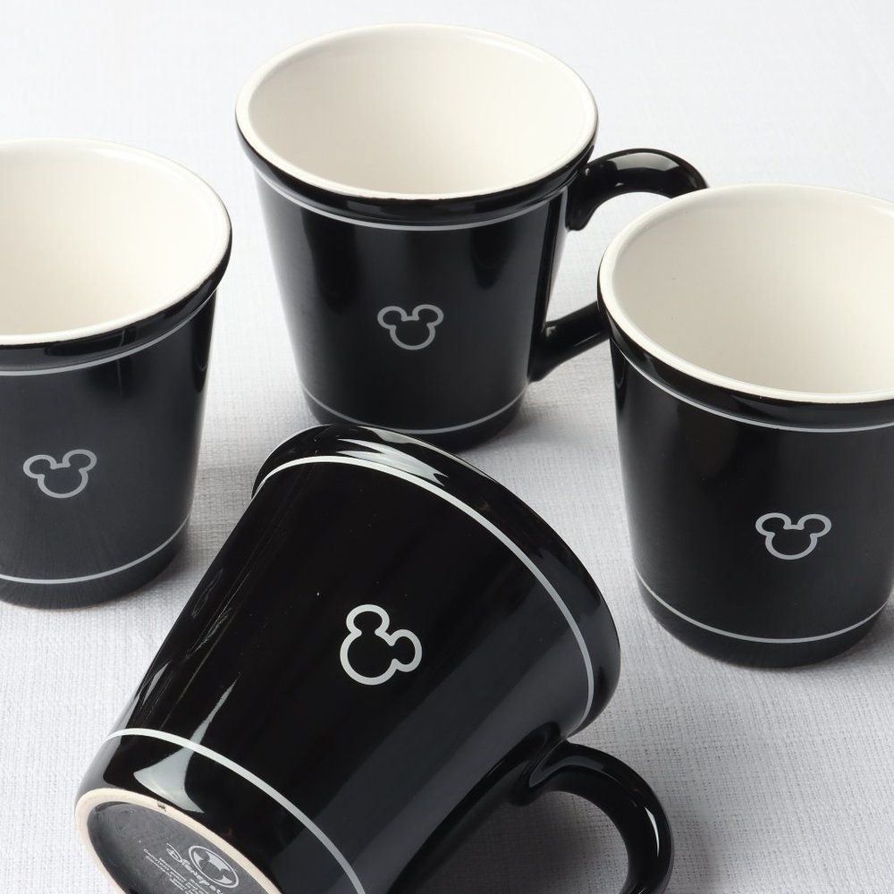 Disney Store Mickey Icon Black & White Mugs Set of 4